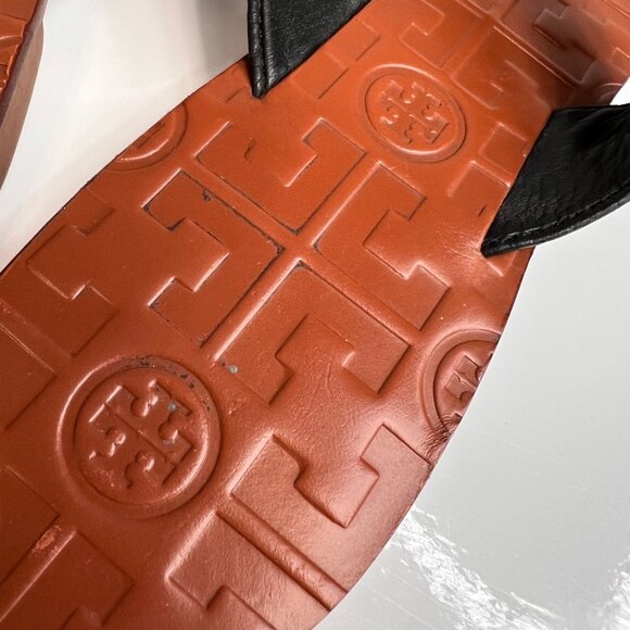 Tory Burch Sandal Women 8 Thora Leather Thong Gold Medallion Flat Party Core Go - Picture 7 of 11